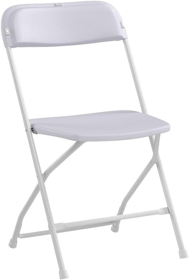 Folding Chair, White Plastic-ECONOMY